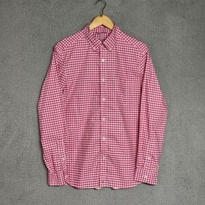 Vineyard Vines Shirt Mens Medium Pink Gingham OTG Performance On The Go Nylon